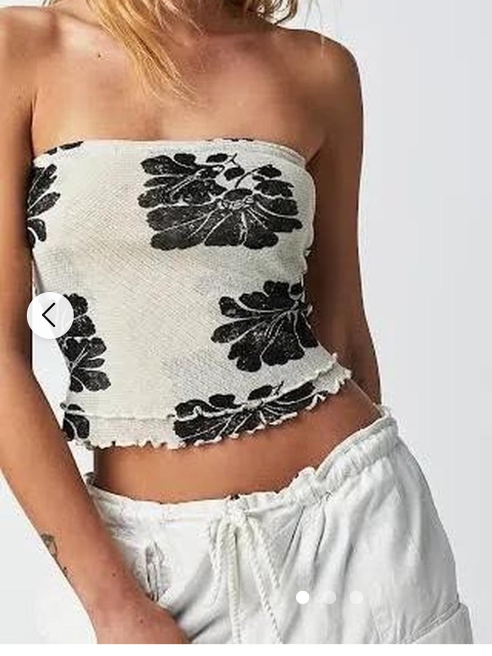 Free people Black Floral Knit tube top -